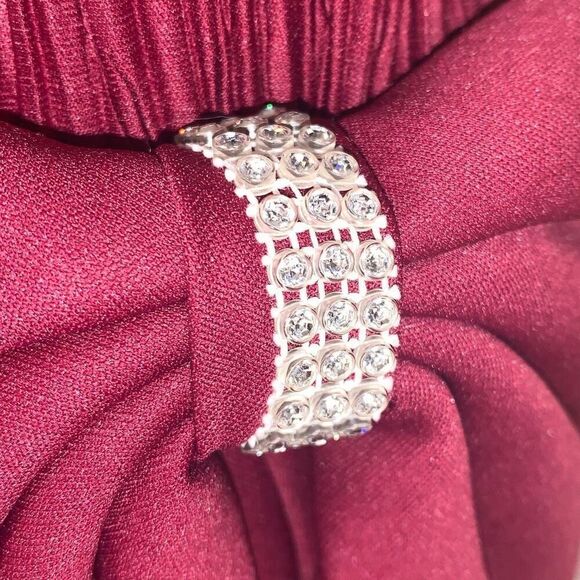 Vintage Burgundy After Dark Drop Waist Large Bow Party Dress Size 10 - Picture 6 of 16